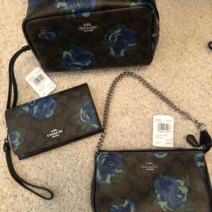 COACH Lg wristlet, phone wallet and cosmetic bag